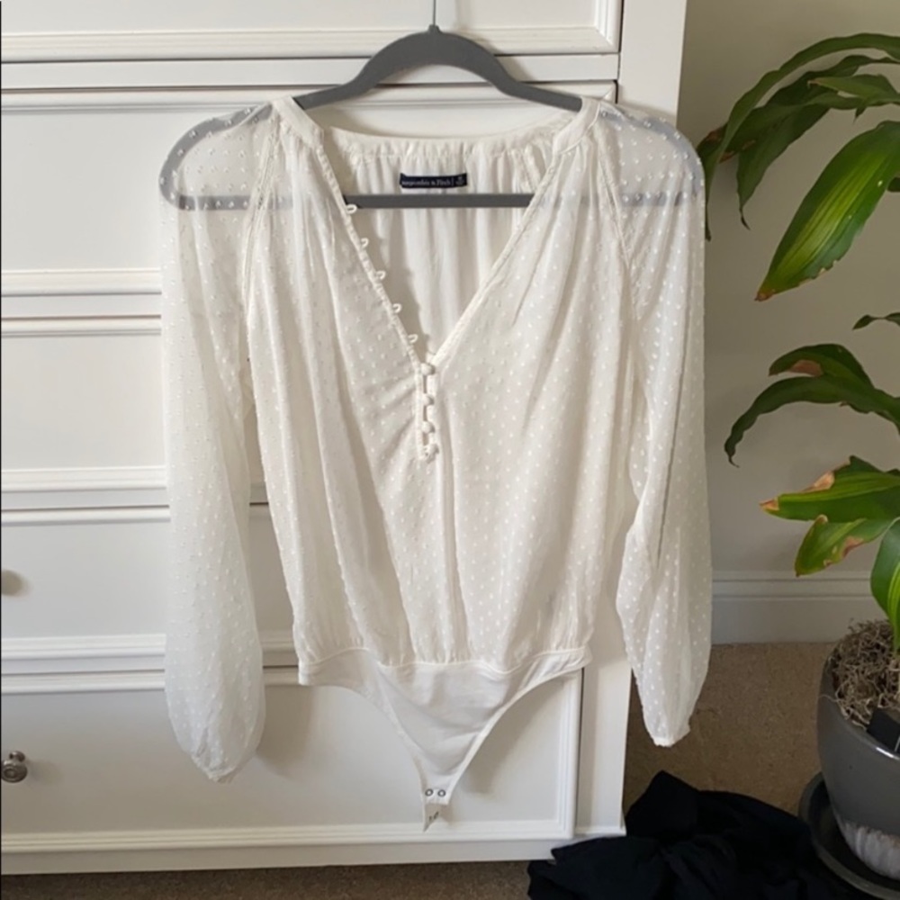Abercrombie Button Down Sheer Blouse Bodysuit